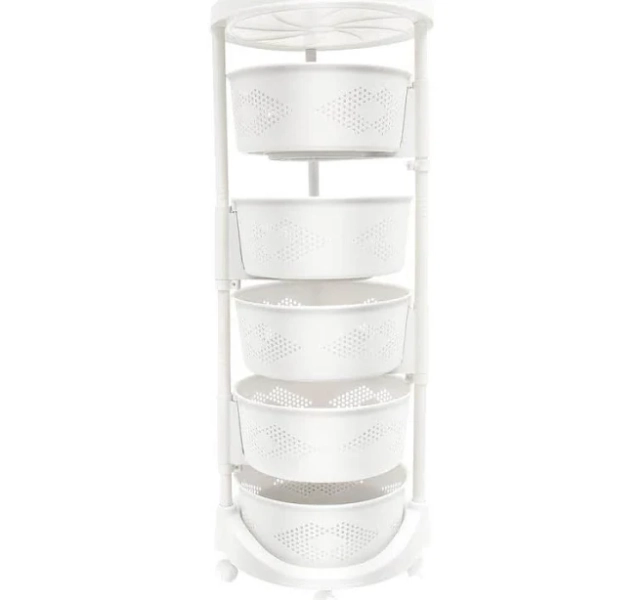 YIYIBYUS Rolling 5-Tier Storage Basket Shelving Unit