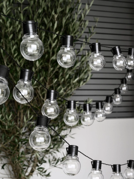 Black 40 Warm White LED Outdoor Festoon Line Lights 9.8M