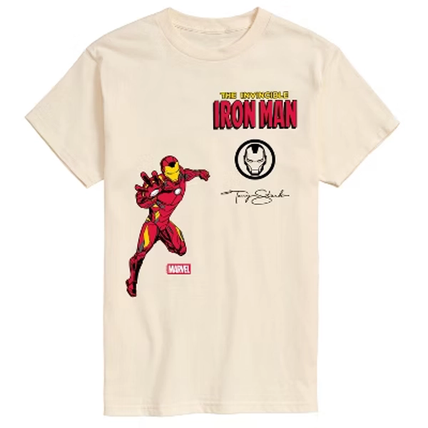 Men's Marvel Iron Man Patches Short Sleeve Graphic T-Shirt - Cream - X-Large