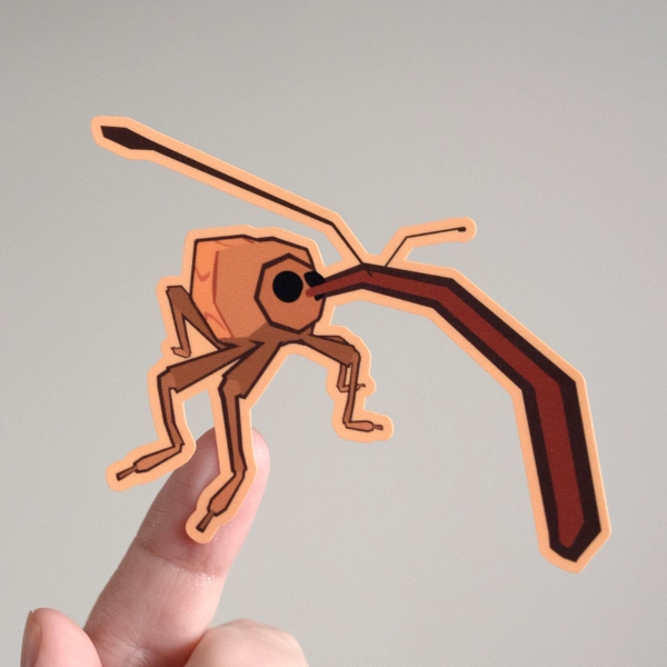 Low Poly Acorn Weevil Closeup Glossy Vinyl Sticker