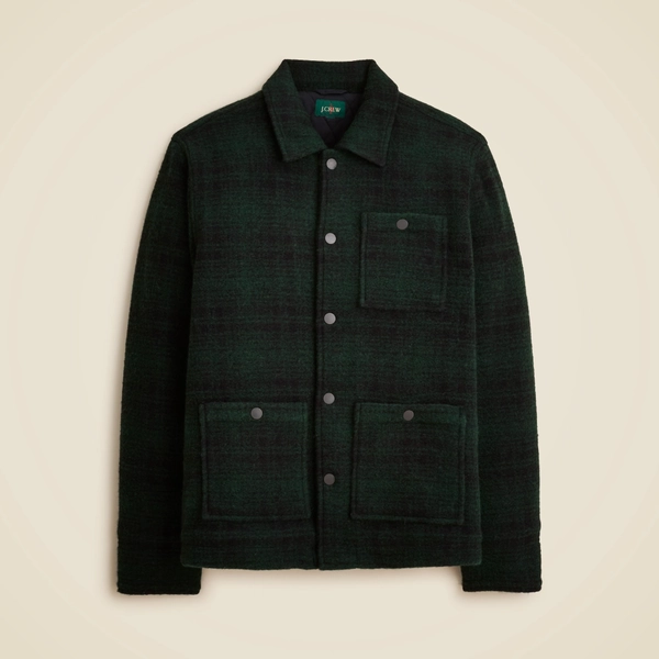 Wool-blend sherpa fleece coverall jacket