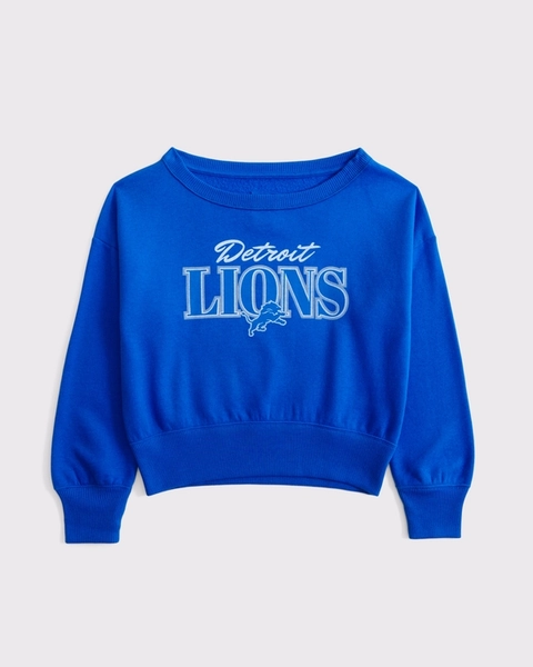 girls detroit lions off-the-shoulder graphic crew sweatshirt | girls tops | Abercrombie.com
