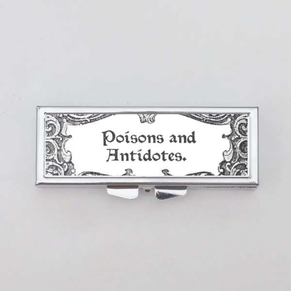 Poisons and Antidotes Pill Box -  SteamPunk, Gothic, Curious, Strange and Unusual, Gifts, Trinket Box, Pill Case, Pill Holder, Travel Size