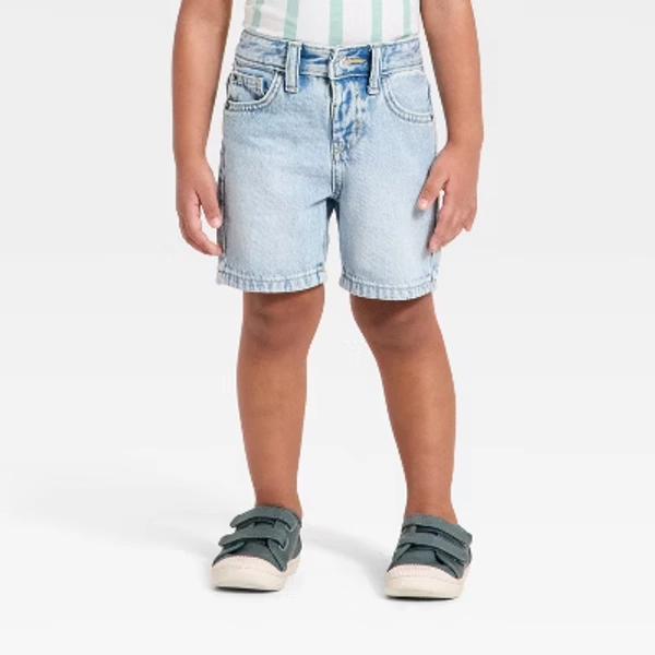 Toddler Boys' Button Front Adjustable Denim Shorts - Cat & Jack™ Light Wash 5T