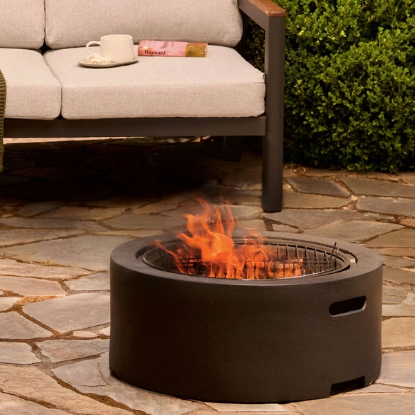 Mimosa 60cm Black Faux Concrete Fire Pit