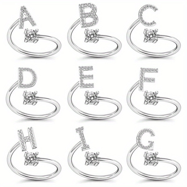 Trendy Letter Wrap Ring Inlaid Shining You Got An Alphabet to Choose Silvery Or Golden Make Your Call Match Daily Outfits