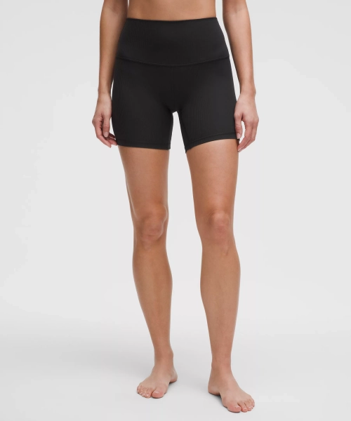 lululemon Align™ High-Rise Ribbed Short 6" - Black - 12