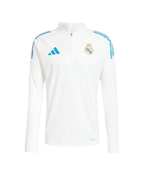 Adidas Men's White Real Madrid 2025/26 Aeroready Raglan Quarter-Zip Training Sweatshirt - White