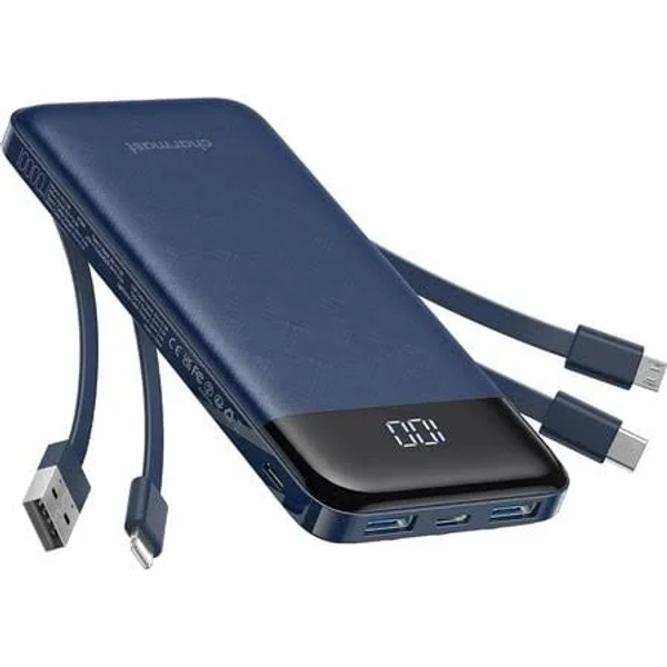 Portable Charger with Built in Cables, Portable Charger with Cords Wires Slim 10000mAh Travel Essentials Battery Pack 6 Outputs 3A High Speed Power