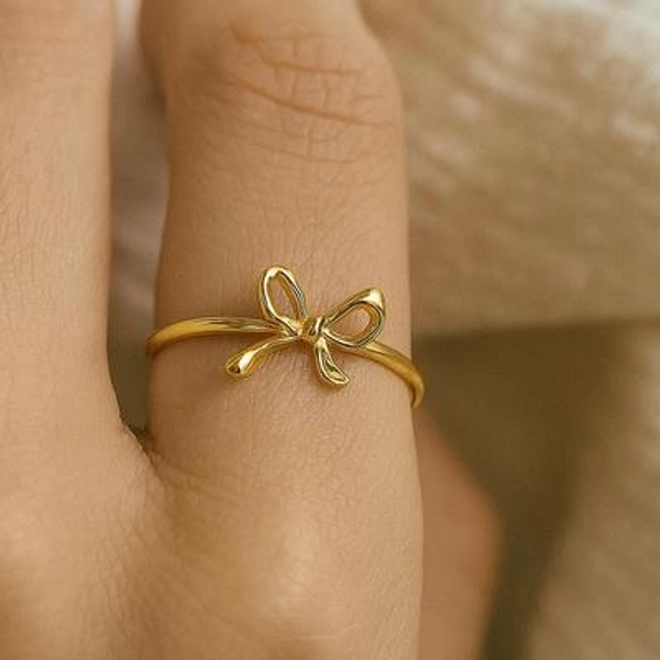Gold Bow Knot Ring, Minimalist Dainty Ribbon Ring, 925 Sterling Silver Stacking Ring, Solid Silver Jewelry, Gold Promise Ring for Women Gift