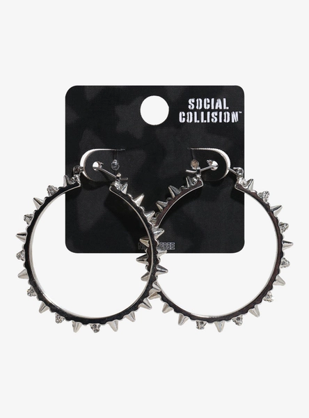 Social Collision Bling Spike Hoop Earrings