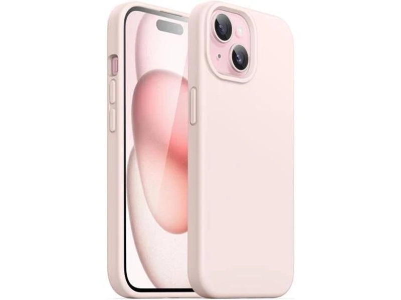 JETech Silicone Case for iPhone 15 6.1-Inch, Silky-Soft Touch Full-Body Protective Phone Case, Shockproof Cover (Light Pink)
