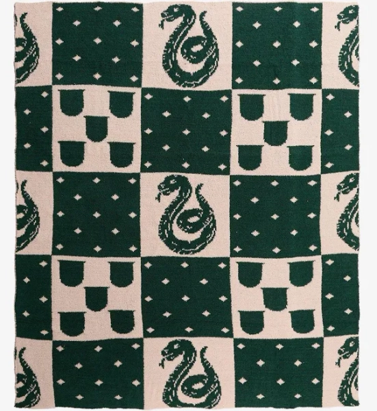 Harry Potter Slytherin Checkered Feather Knit Throw — BoxLunch Exclusive