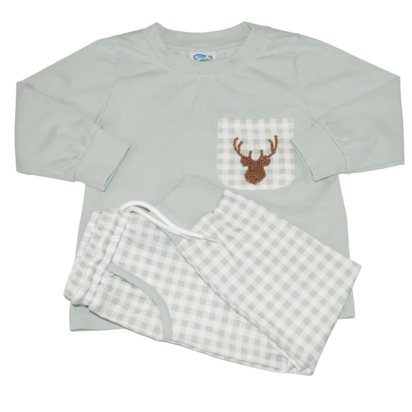   Deer Head French Knot Shirt and Jogger Set