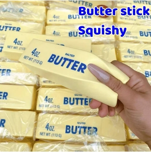 4oz Realistic Butter Squishy Toy, Slow-Rise Fidget Stick For Stress Relief, Sensory Toys For Adults & Teens, Anti-Anxiety Gadget For Autism ADHD,