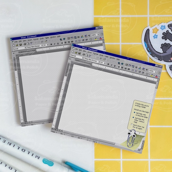Y2K Word with Clippy-Inspired Sticky Notes