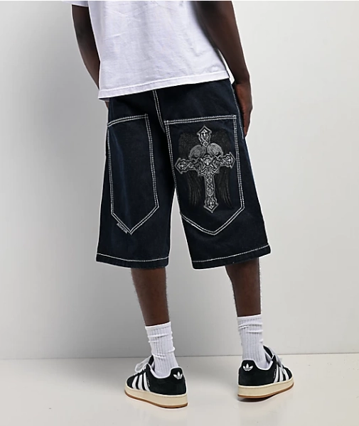Affliction Seeker Dark Blue Denim Shorts