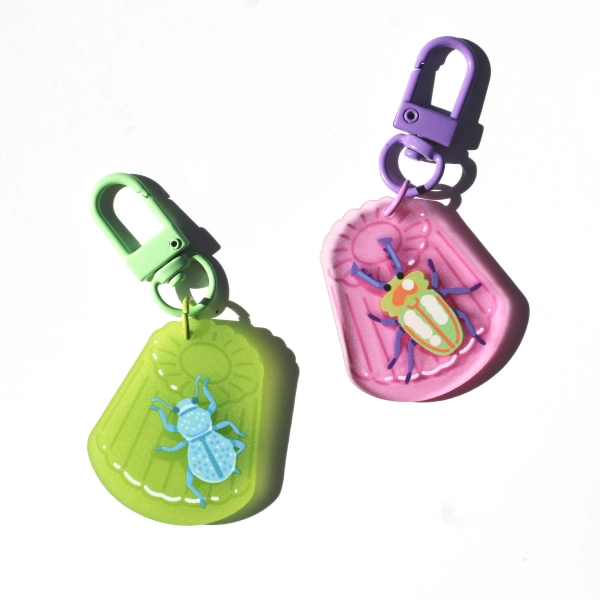 Beetle Jelly Frosted Acrylic Charms | bug stag beetle bdfb insect pet entomology keychain