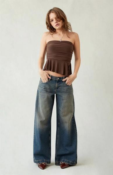 Sloane Low Rise Ultra Baggy Jeans Dark Blue Tint