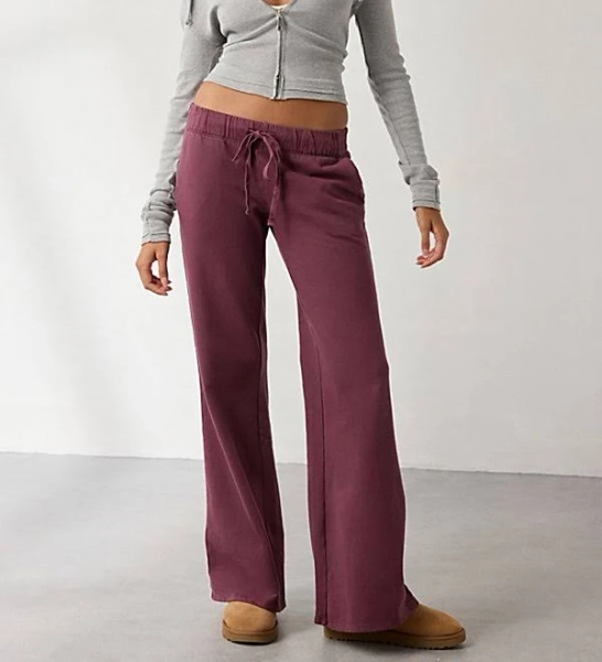 Out From Under Lived In Flare Sweatpant in Purple Cotton, Women's XL at Urban Outfitters
