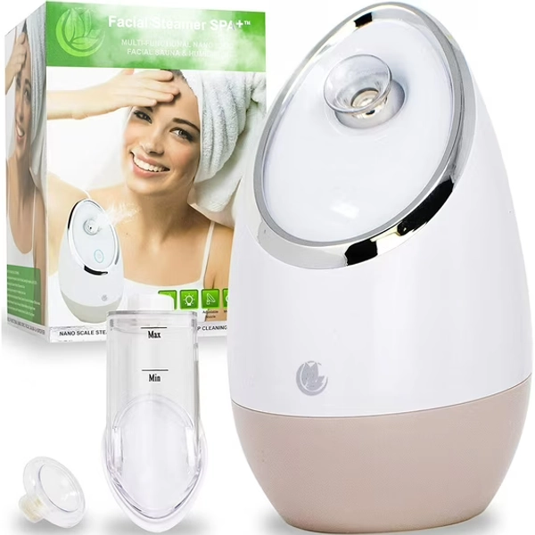 Microderm GLO Facial Steamer SPA+, Professional Nano Ionic Warm Mist, Home Face Sauna, Portable Humidifier Machine, Deep Clean and Tighten Skin