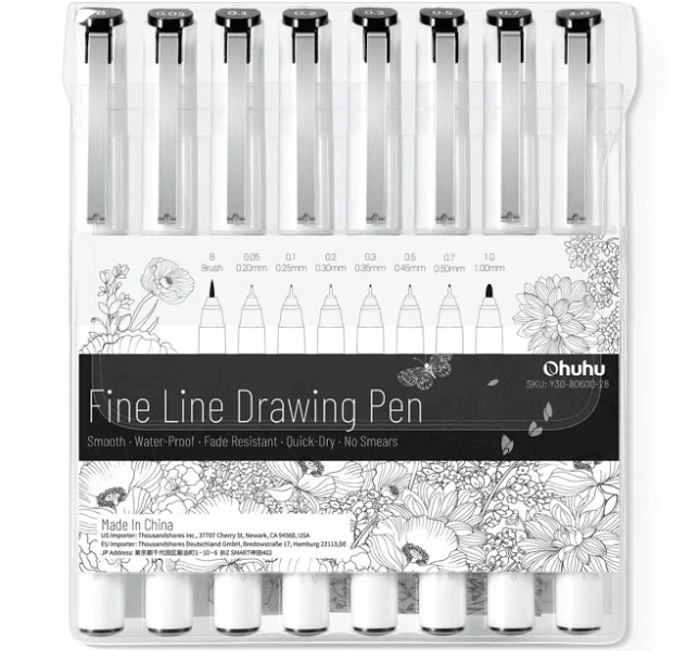 Ohuhu Fineliner Drawing Pen 8 Pack