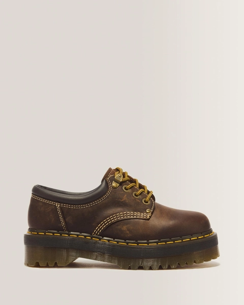 8053 Quad II Crazy Horse Leather Platform Shoes in Dark Brown