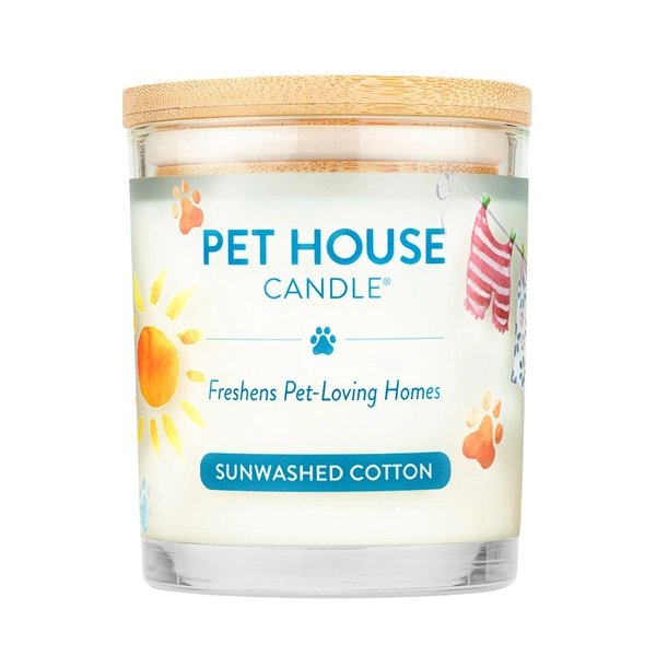 Sunwashed Cotton Pet House Candle: 100% Natural Plant-Based Wax