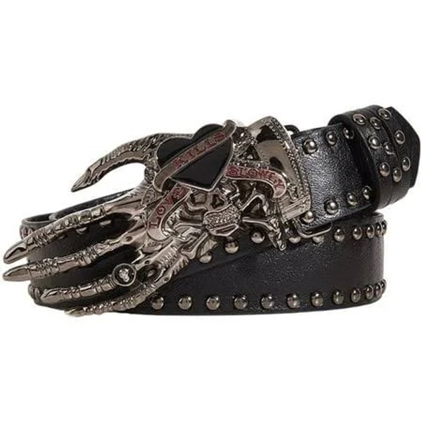 Wiywef Punk Rivet Belt with Skull Buckle, Gothic Y2K Style Leather Belt for Men and Women, Adult Unisex, Size: 43.31inch/110cm