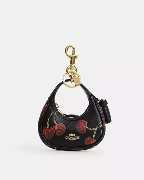 Gold/Black Multi Carmen Bag Charm With Cherry Print