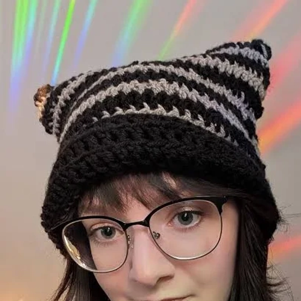 Oversized Crochet Cat Ear Beanie