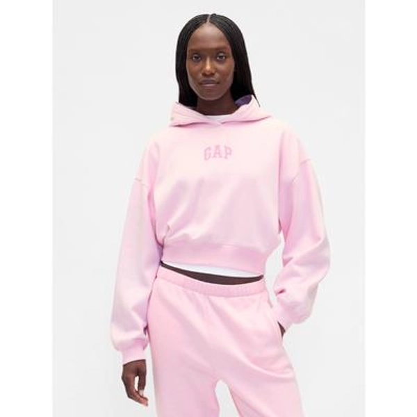 VintageSoft Crop Logo Hoodie