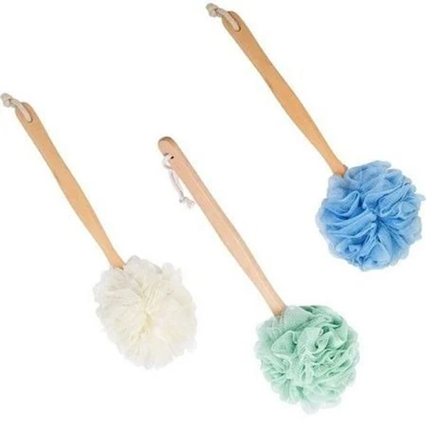 Large Bath Puff Loofah Sponge with Long Handle, Shower Loofah on Stick, Bath Body Back Brush, Spa Brush for Women and Men