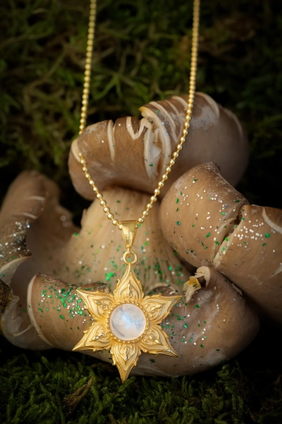 LUCID STAR  Necklace | Moonstone 925k Sterling Silver Gold |Talisman for Intuition & Cosmic Energy
