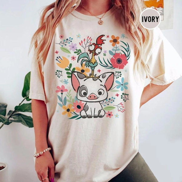 Disney Moana Shirt, Hei Hei and Pua Floral Comfort Colors Shirt, Moana Princess Shirt, Disney Trip, Disneyland Shirt, Disney World Shirts - Etsy
