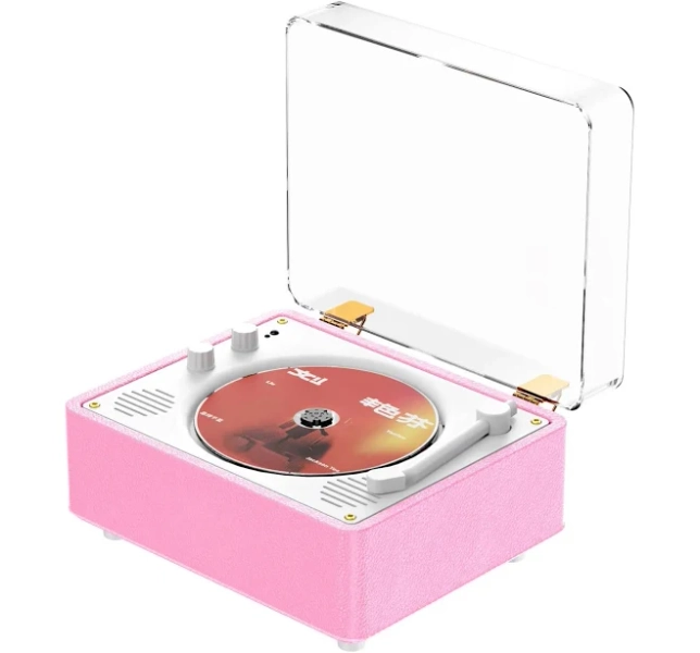 Wholesale Retro CD player transparent Flip creative design CD Plays album discs player Home theatre compatible Mobile phone ound ystem,1 Piece