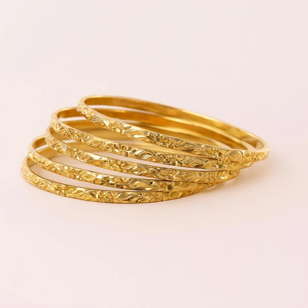 18K Gold Filled Bangle Set, Boho Stackable Bangles (set of 5) - Etsy