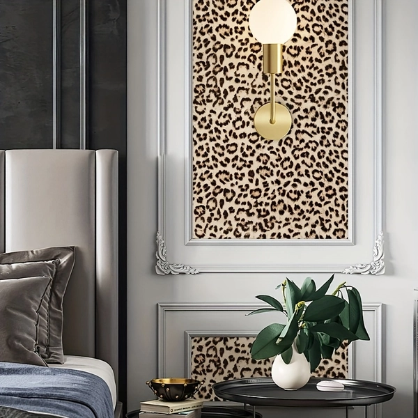 Peel & Stick Leopard Print Wallpaper - Removable Vinyl Self-Adhesive Wallpaper with Realistic Animal Print, Easy DIY Home Decor for Living Room, Bedroom, Office - Damage-Free Removal & Seamless Pattern Matching, Leopard Print Decor, Bedroom Enhancement, Artistic Wall Modification