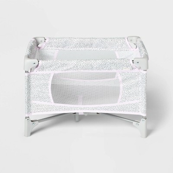 Gray Dot Folding Doll Crib for 14" - 16" Dolls - Gigglescape™