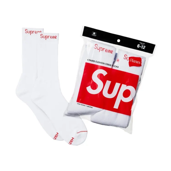 Buy Supreme x Hanes Crew Socks (4 Pack) 'White' - 99HAA26 WHITE | GOAT