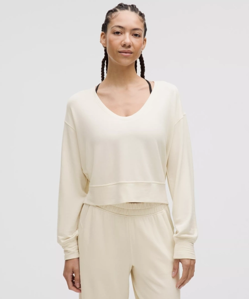 BeCalm Scoop-Neck Pullover - Light Ivory - L