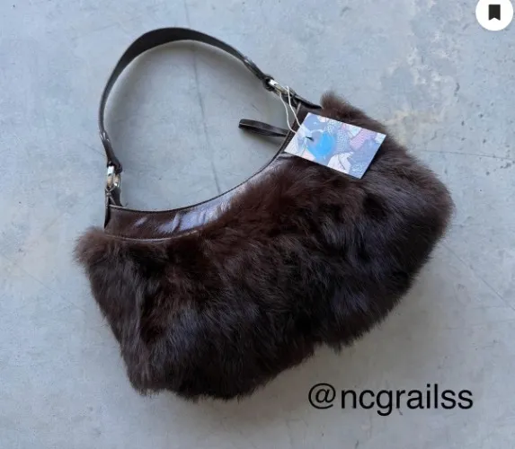 Vintage real fur brown mini bag