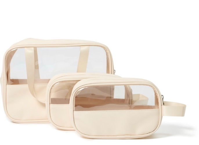 Brilliant Basics 3 Piece Travel Cosmetic Bag Set - Light Beige