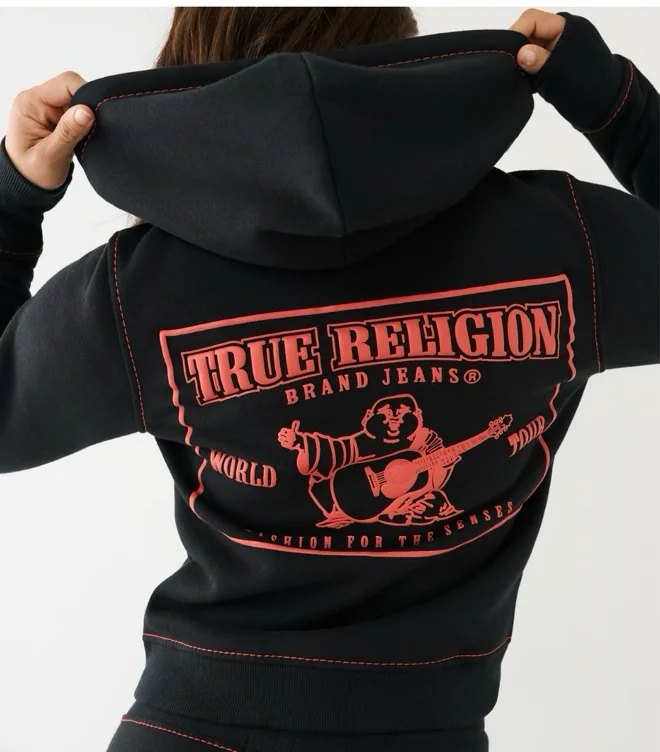 

BIG T STITCH LOGO ZIP HOODIE - Black/Red | True Religion

