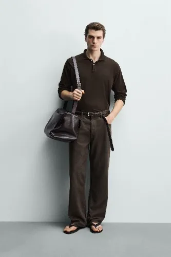 COTTON-LINEN REGULAR FIT KNIT POLO SHIRT
