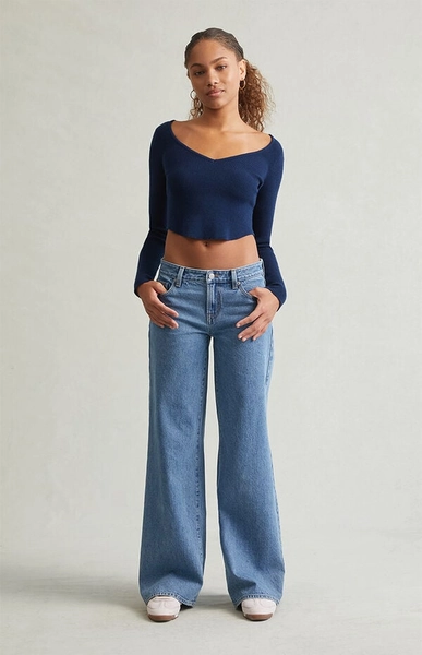 Casey Low Rise Baggy Jeans Light Indigo Wash