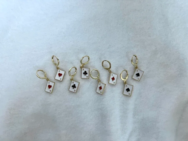Playing Card huggie earrings, gold dangle earrings, huggie earrings, suits earrings, Huggie drop earrings, stackable earrings, gift