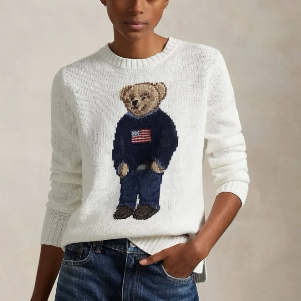 Polo Ralph Lauren Women's Cotton-Linen Crewneck Bear Sweater