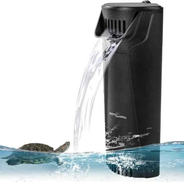 REPTIZOO Turtle Tank Filter Aquarium Corner Internal Filter Low Level Waterfall Turtle Filter with 3-Stage Bio-Filtration