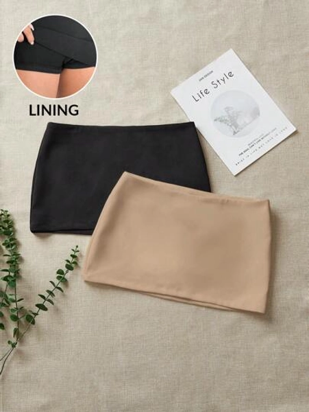 Comfortcana Two-Piece Set Woven Summer Women Sexy Ombre Color Mini Skirt